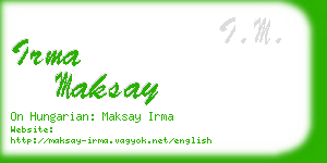 irma maksay business card